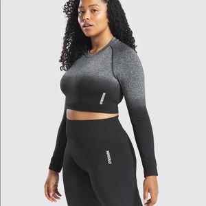 Gym Shark adapt ombré seamless leggings AND long sleeve crop top set